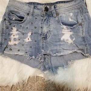 Kendall & Kylie distressed studded shortts